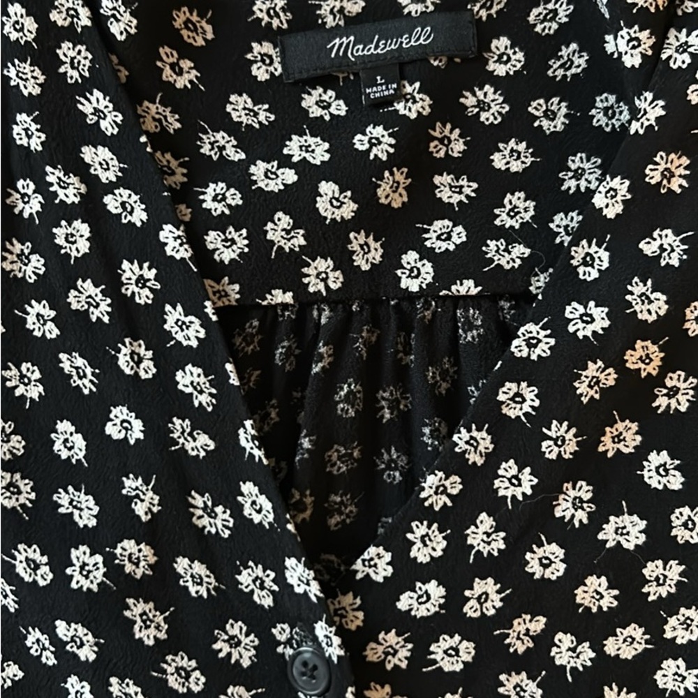 Madewell Black and White Floral Top
